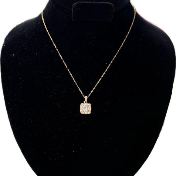 NADRI- Yellow- Gold Chain CZ Square Pendant - Picture 4 of 8